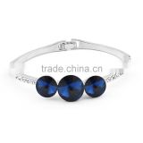 Charming Alloy Silver Gold Plated High Polished Bangle Jewelry Big Three Clean Beads Different Size Piercing Beads Thin Bracelet