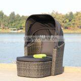 Alum Chaise Lounge With Folding Awning Beach Sun Lounger thumbnail-2