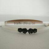 Wholesale Adjustable Flower Pattern Buckle Sex Women Lady Thin PU Waist Belt thumbnail-4