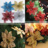 Cheap 6" Glitter Hollow Wedding Party Decor Christmas Flowers Xmas Tree Decorations thumbnail-5