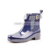 Fashion High Quality Navy Shiny Glossy PVC Wellington Rain Boots Women thumbnail-1
