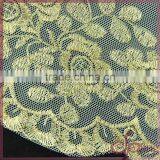 Floral Gold Metallic Yarn Embroidered Tulle Fabric, Elegant Tulle Lace Fabric thumbnail-4