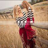 Wholesale 15 Year Girl Without Dress Baby Girls Fashion Long Sleeve O-neck Stripe Dresses for Kid and Mom thumbnail-1