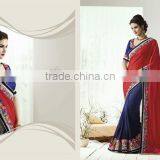 Heavy Embroidery Georgette Full Saree With Bhagalpuri Blouse thumbnail-1