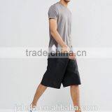 High Quality Plain Super Longline Scoop Curved Hem T-shirt Men thumbnail-1
