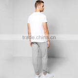 Skinny Fit Drop Crotch Joggers With Pockets Plain Men Fashion Trousers thumbnail-3