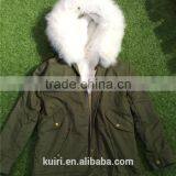High Fashion Cold Winter Outwear 2016 New Natural Faux Fox Fur Lined Parka With Natural Big Size Raccoon Fur Collar Trim thumbnail-5