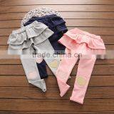 S32841W Cotton Leggings Girls Kids Lace Bow Skinny Trousers Children's Korean Bow Pants thumbnail-1