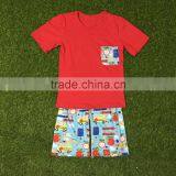 Hot Sale Persnickety Remake Boya Skirt Green Solid Cotton T-shirt and Animal Print Capris Boys Clothes Summer 2016 thumbnail-2