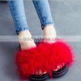 One Word Outside Cool Wearing Fur Plush Slippers thumbnail-2