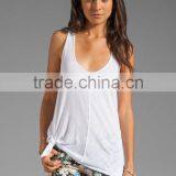 Women's Slub Jersey Swing Racer Back Square Cut Tank Tops in White thumbnail-1