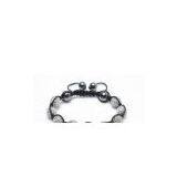 Shamballa Bracelet, Magnetic Hematite Rounds, Clear Crystal Pave Rhodium Plated Alloy Beads thumbnail-1