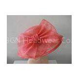 Stylish Red Sinamay Hats For Women Trimmed With Elegant Big Bow , Wedding Caps thumbnail-1