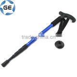 Curved Grip 4 Sections Telescopic Trekking Pole Outdoor Walking Alpenstock Aluminium Alloy Rubber Handle Hiking Stick thumbnail-2