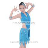 Black Fringe Salsa Competition Dress Hang Neck Girls Latin Dance Wear thumbnail-4