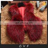 Europe Pattern New Fur Clothing Boutique Ladies Raccoon Fur Vest thumbnail-1