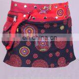 Polka Dot Exotic Print in Black Shade Cotton Fabric Gypsy Wrap Around Skirt With Belt HHCS 139 A thumbnail-2