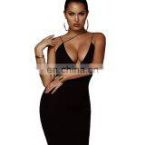 Lady V Neck Sexy Bodycon Party Backless Dress Spaghetti Strap Long Summer Dresses for Women thumbnail-3