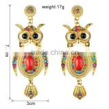 Fashional cute owl earring with stone arete para esposa novia stud earring sets clip