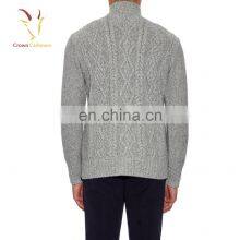 Men Cashmere Wool Turtle Neck Cable Cardigan thumbnail-3