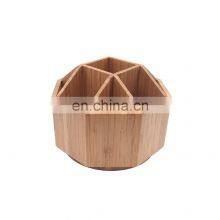 Bamboo Desk Office Accessories Organizer Stationery Rotating Pen Storage Box Bamboo Organizer