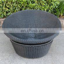 Hot Sale All Weather Wicker Outdoor Aluminum Black- Color Papasan Swivel Chair With Cushion thumbnail-4