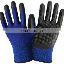15 G Blue Nylon Lining Black Foam Nitrile Coated Rough Finished Work Gloves thumbnail-1