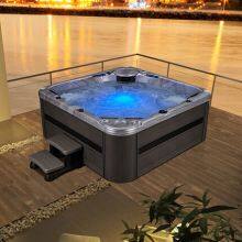 Acrylic Whirlpool Bath With LED Waterfall, Bluetooth Speaker Pillow Massage Bathroom Tub thumbnail-1