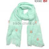 2015 Autumn Winter Newest Small Flower Applique Pearl Beads Fixed Soft Cotton Baby Girl Scarf thumbnail-4