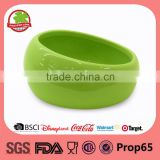 Green ceramic pet dog food bowl