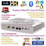 Mini Computer Fanless PC16GB Ram 512GB SSD 1TB HDD 3D Game PC HTPC Intel Core i5 5200U 2*HDMI Full HD Playback 3 Years Warranty