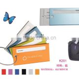 Aluminum luggage tag with leather strap/professional aluminum luggage tag