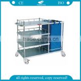 AG-SS010B CE ISO mobile 304 stainless steel nursing hospital dressing trolley