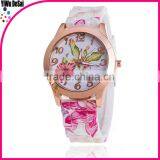 Casual Quartz Watch Women Dress Wristwatches Female Casual Flower Print Quartz Watch