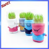 Lovely angry boy colorful growing grass head doll