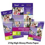 210gsm Real colors High glossy inkjet photo paper& glossy paper&inkjet photo paper (cast coated, for inkjet printers)
