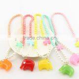 Fashion Children Plastic Necklace Cartoon Elephant Pendant Colorful Peal Chain