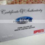Certificate of Authenticity Rfid Card With MBS Code
