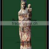 Antique Hand Carved Wood Figurines, Virgin Mary Statue