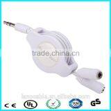 Tangle Free Retractable1 Male to 2 Female Aux Y Splitter Cable thumbnail-3