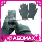 Custom made woven label cheap knitted winter cellphone touch gloves
