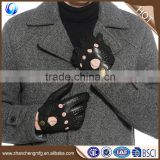 Factory custom black unlined deerskin leather driving gloves