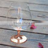 wine glass with rose metal stem