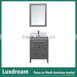 24" Grey Luxury Bathroom Vanity Combo With Solid Wood Legs