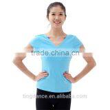 2015 Wholesale Light Blue Wrap Front Gymnastic T-shirt thumbnail-1