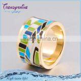 Latest design custom wide stainless steel enamel gothic style ring