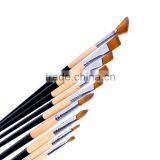 Factory Price 9 Pcs Long Wood Handle Artist Nylon Round Paint Brush Flat Paintbrush Fan Brushes Set Watercolor Painting Brush thumbnail-4