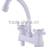 Inexpensive White Hot cold Double plastic Basin faucet