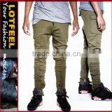 Olive biker joggers motor jogger man pants gym pants design your own joggers cargo joggers(lotbike084)