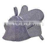 Felt Sauna Classic Set, Mitten + Hat + Rug for Russian Banya